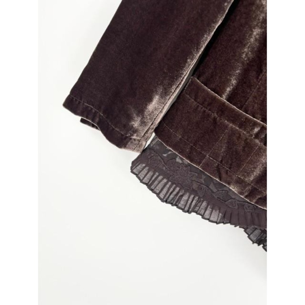 Vintage Y2K Velvet Lace Trim Blazer‎ Cropped Ruffle Dark Fairy Whimsigoth DKNY - Picture 2 of 8